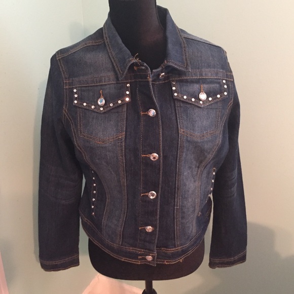 Jackets & Blazers - Denim jacket with rhinestone accents